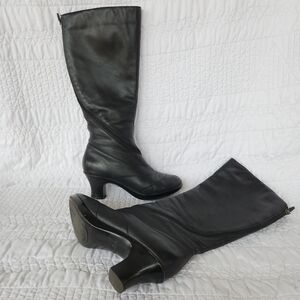 Dansko Bentley Black Leather Knee-High Boots | Side Zip | Comfort Heel